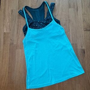 Lululemon 4 Green Tough It Out Sports Bra 2 in 1 Athletic Tank Top